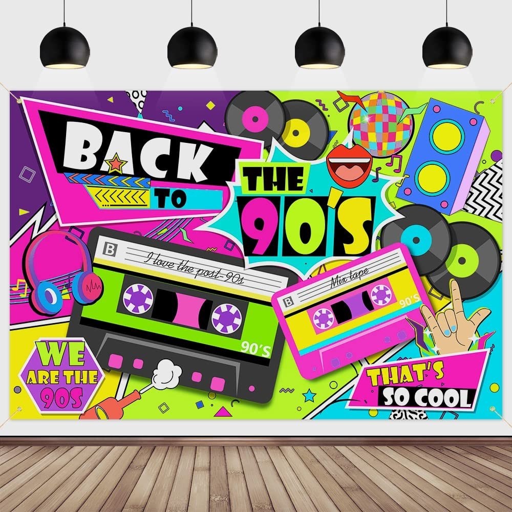 NWT Back to the 90s Retro Graffiti Party Photo Backdrop Banner 7x5 Ft